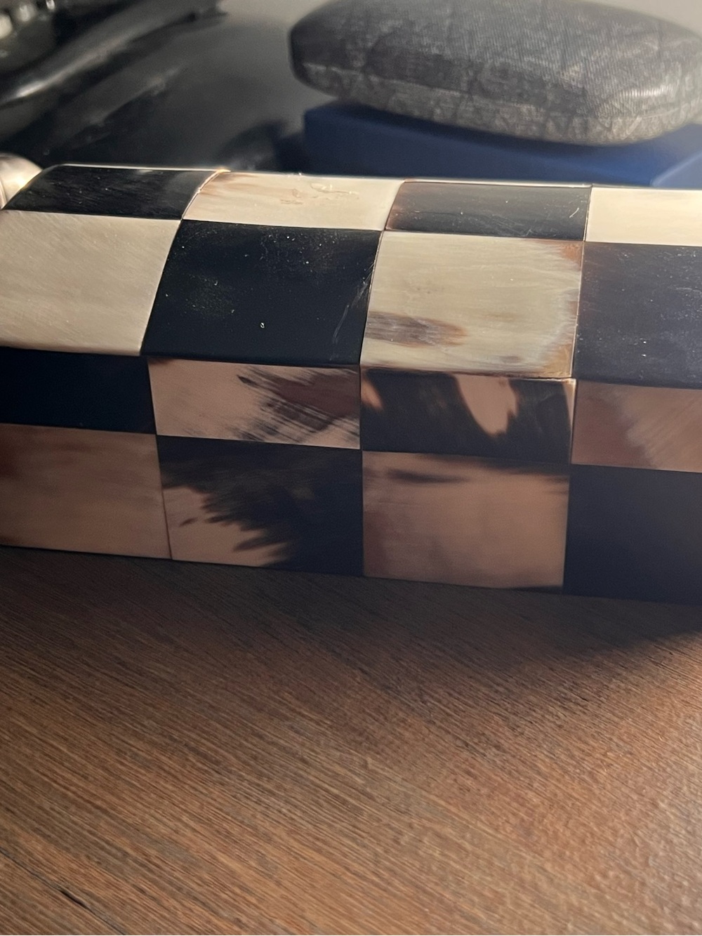 Checkerboard Horn Inlay Decorative Box - Picture 3 of 4